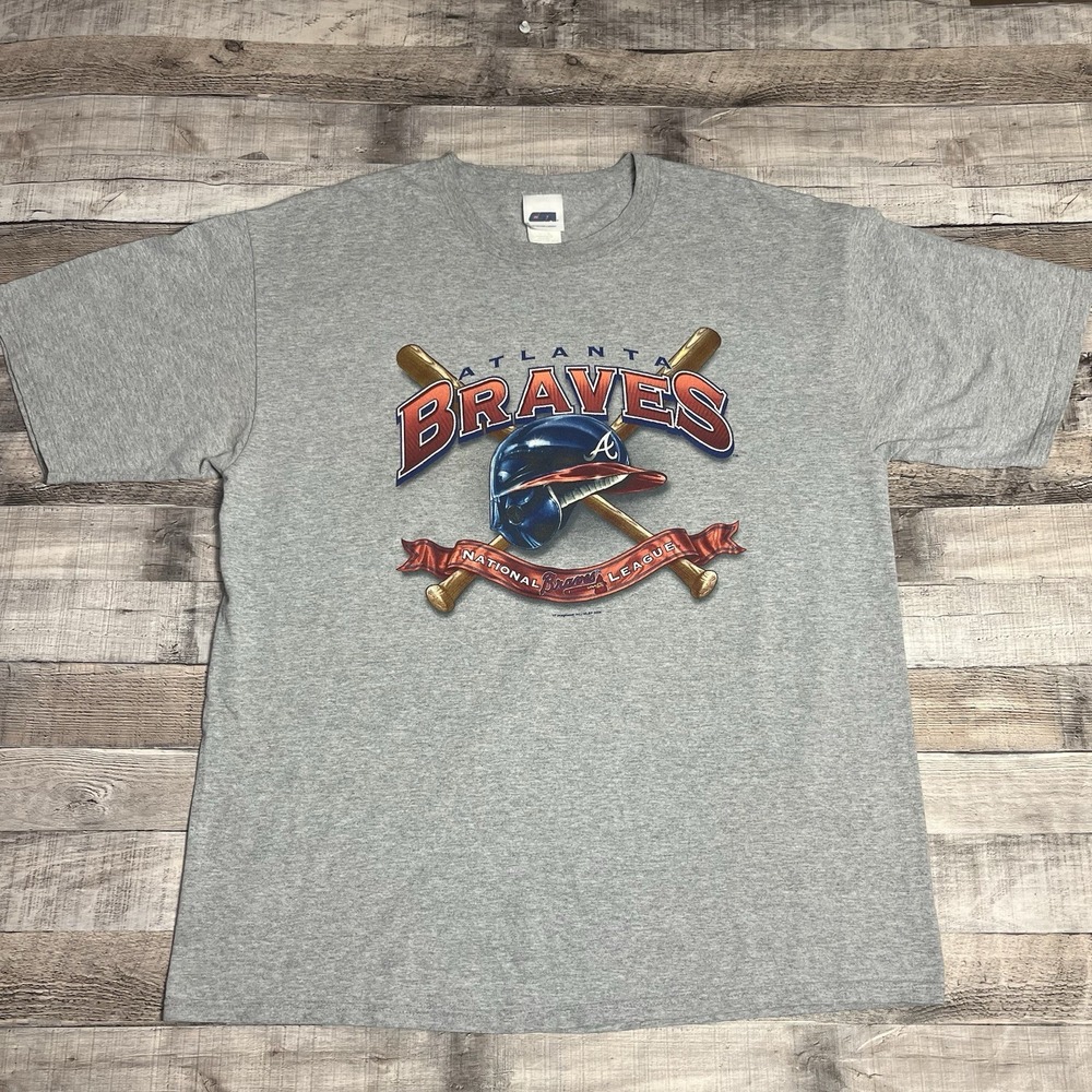 Atlanta Braves Shirt Size XL Gray Vintage 2004 MLB Baseball Sportswear